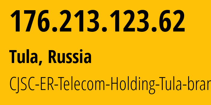 IP-адрес 176.213.123.62 (Тула, Тульская Область, Россия) определить местоположение, координаты на карте, ISP провайдер AS52207 CJSC-ER-Telecom-Holding-Tula-branch // кто провайдер айпи-адреса 176.213.123.62