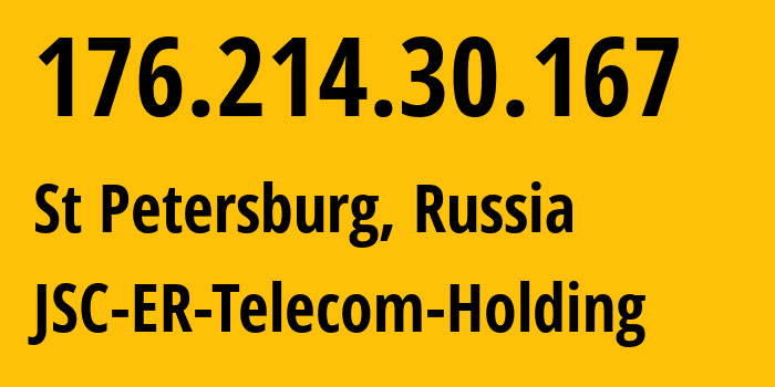 IP-адрес 176.214.30.167 (Санкт-Петербург, Санкт-Петербург, Россия) определить местоположение, координаты на карте, ISP провайдер AS56420 JSC-ER-Telecom-Holding // кто провайдер айпи-адреса 176.214.30.167