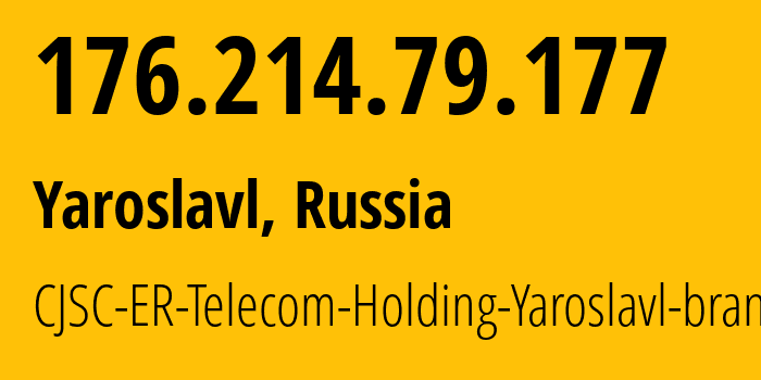 IP address 176.214.79.177 (Yaroslavl, Yaroslavl Oblast, Russia) get location, coordinates on map, ISP provider AS51819 CJSC-ER-Telecom-Holding-Yaroslavl-branch // who is provider of ip address 176.214.79.177, whose IP address