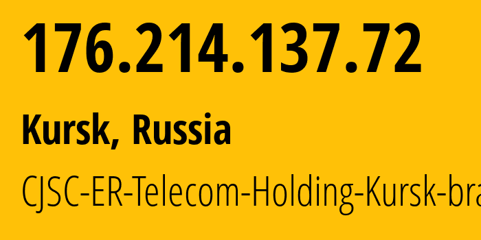IP-адрес 176.214.137.72 (Курск, Курская Область, Россия) определить местоположение, координаты на карте, ISP провайдер AS59713 CJSC-ER-Telecom-Holding-Kursk-branch // кто провайдер айпи-адреса 176.214.137.72