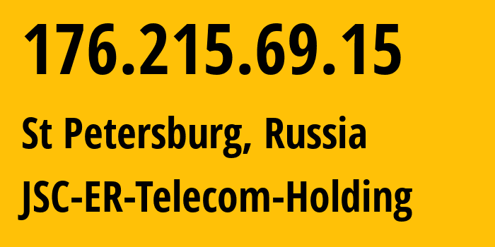 IP address 176.215.69.15 (St Petersburg, St.-Petersburg, Russia) get location, coordinates on map, ISP provider AS51570 JSC-ER-Telecom-Holding // who is provider of ip address 176.215.69.15, whose IP address