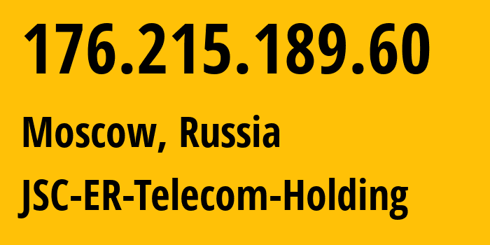 IP-адрес 176.215.189.60 (Москва, Москва, Россия) определить местоположение, координаты на карте, ISP провайдер AS31363 JSC-ER-Telecom-Holding // кто провайдер айпи-адреса 176.215.189.60