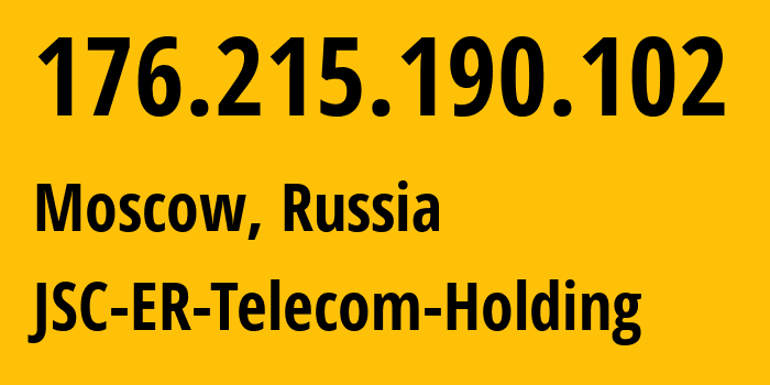 IP address 176.215.190.102 (Moscow, Moscow, Russia) get location, coordinates on map, ISP provider AS31363 JSC-ER-Telecom-Holding // who is provider of ip address 176.215.190.102, whose IP address
