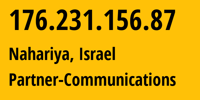 IP address 176.231.156.87 get location, coordinates on map, ISP provider AS12400 Partner-Communications // who is provider of ip address 176.231.156.87, whose IP address