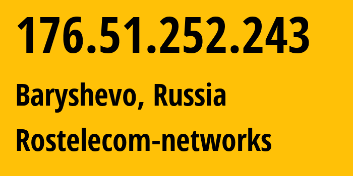 IP address 176.51.252.243 (Baryshevo, Novosibirsk Oblast, Russia) get location, coordinates on map, ISP provider AS12389 Rostelecom-networks // who is provider of ip address 176.51.252.243, whose IP address