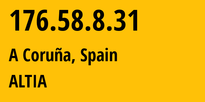 IP-адрес 176.58.8.31 (Ла-Корунья, Галиция, Испания) определить местоположение, координаты на карте, ISP провайдер AS57656 ALTIA // кто провайдер айпи-адреса 176.58.8.31