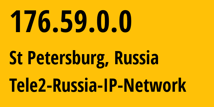 IP-адрес 176.59.0.0 (Санкт-Петербург, Санкт-Петербург, Россия) определить местоположение, координаты на карте, ISP провайдер AS15378 Tele2-Russia-IP-Network // кто провайдер айпи-адреса 176.59.0.0