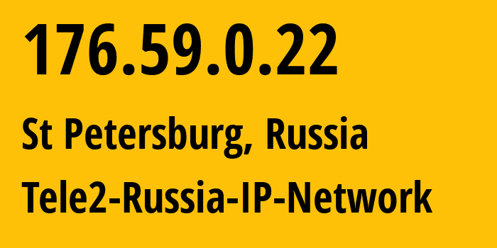 IP-адрес 176.59.0.22 (Санкт-Петербург, Санкт-Петербург, Россия) определить местоположение, координаты на карте, ISP провайдер AS15378 Tele2-Russia-IP-Network // кто провайдер айпи-адреса 176.59.0.22