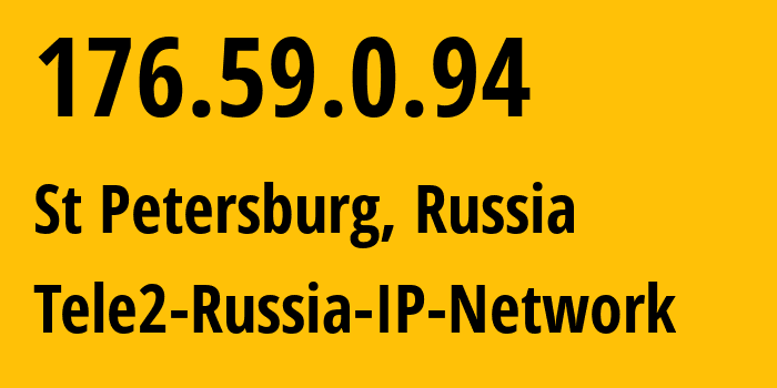 IP-адрес 176.59.0.94 (Санкт-Петербург, Санкт-Петербург, Россия) определить местоположение, координаты на карте, ISP провайдер AS15378 Tele2-Russia-IP-Network // кто провайдер айпи-адреса 176.59.0.94