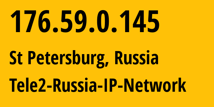 IP-адрес 176.59.0.145 (Санкт-Петербург, Санкт-Петербург, Россия) определить местоположение, координаты на карте, ISP провайдер AS15378 Tele2-Russia-IP-Network // кто провайдер айпи-адреса 176.59.0.145