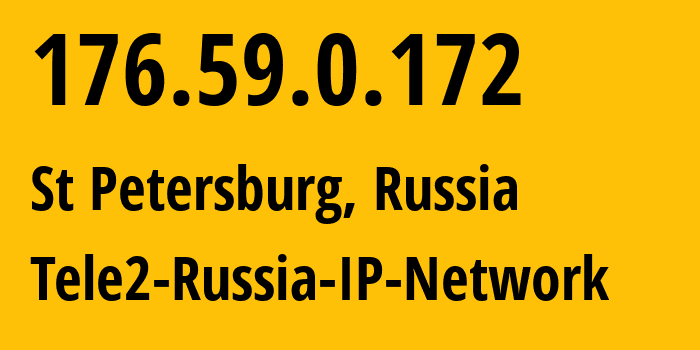 IP-адрес 176.59.0.172 (Санкт-Петербург, Санкт-Петербург, Россия) определить местоположение, координаты на карте, ISP провайдер AS15378 Tele2-Russia-IP-Network // кто провайдер айпи-адреса 176.59.0.172