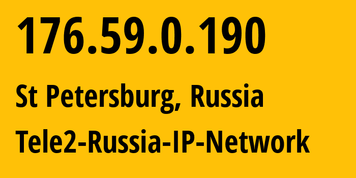 IP-адрес 176.59.0.190 (Санкт-Петербург, Санкт-Петербург, Россия) определить местоположение, координаты на карте, ISP провайдер AS15378 Tele2-Russia-IP-Network // кто провайдер айпи-адреса 176.59.0.190