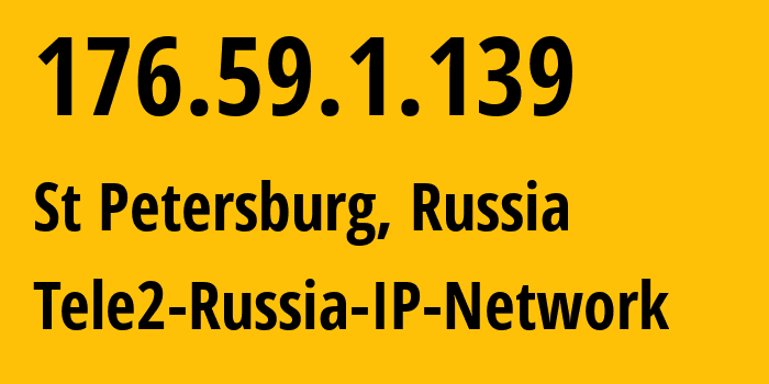 IP-адрес 176.59.1.139 (Санкт-Петербург, Санкт-Петербург, Россия) определить местоположение, координаты на карте, ISP провайдер AS15378 Tele2-Russia-IP-Network // кто провайдер айпи-адреса 176.59.1.139