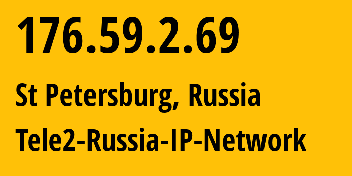 IP-адрес 176.59.2.69 (Санкт-Петербург, Санкт-Петербург, Россия) определить местоположение, координаты на карте, ISP провайдер AS15378 Tele2-Russia-IP-Network // кто провайдер айпи-адреса 176.59.2.69