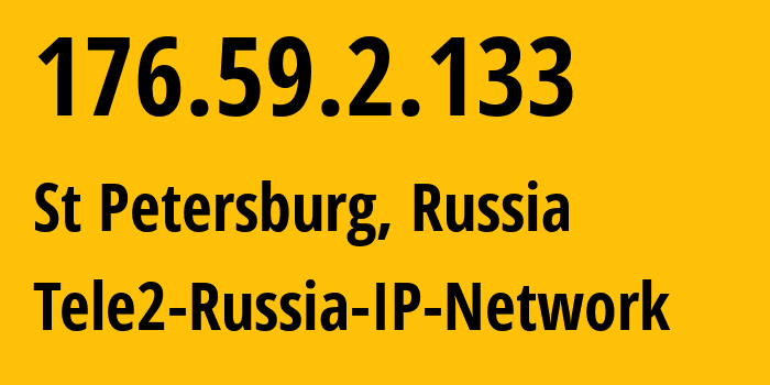 IP-адрес 176.59.2.133 (Санкт-Петербург, Санкт-Петербург, Россия) определить местоположение, координаты на карте, ISP провайдер AS15378 Tele2-Russia-IP-Network // кто провайдер айпи-адреса 176.59.2.133