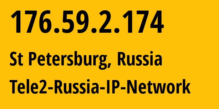 IP-адрес 176.59.2.174 (Санкт-Петербург, Санкт-Петербург, Россия) определить местоположение, координаты на карте, ISP провайдер AS15378 Tele2-Russia-IP-Network // кто провайдер айпи-адреса 176.59.2.174