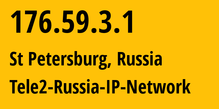 IP-адрес 176.59.3.1 (Санкт-Петербург, Санкт-Петербург, Россия) определить местоположение, координаты на карте, ISP провайдер AS15378 Tele2-Russia-IP-Network // кто провайдер айпи-адреса 176.59.3.1