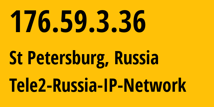 IP-адрес 176.59.3.36 (Санкт-Петербург, Санкт-Петербург, Россия) определить местоположение, координаты на карте, ISP провайдер AS15378 Tele2-Russia-IP-Network // кто провайдер айпи-адреса 176.59.3.36
