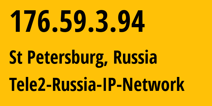 IP-адрес 176.59.3.94 (Санкт-Петербург, Санкт-Петербург, Россия) определить местоположение, координаты на карте, ISP провайдер AS15378 Tele2-Russia-IP-Network // кто провайдер айпи-адреса 176.59.3.94