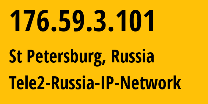 IP-адрес 176.59.3.101 (Санкт-Петербург, Санкт-Петербург, Россия) определить местоположение, координаты на карте, ISP провайдер AS15378 Tele2-Russia-IP-Network // кто провайдер айпи-адреса 176.59.3.101