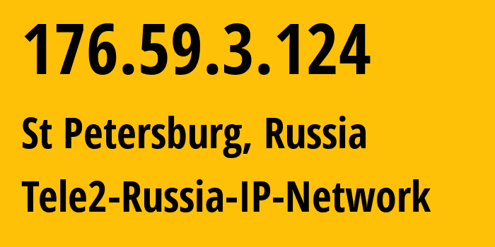 IP-адрес 176.59.3.124 (Санкт-Петербург, Санкт-Петербург, Россия) определить местоположение, координаты на карте, ISP провайдер AS15378 Tele2-Russia-IP-Network // кто провайдер айпи-адреса 176.59.3.124