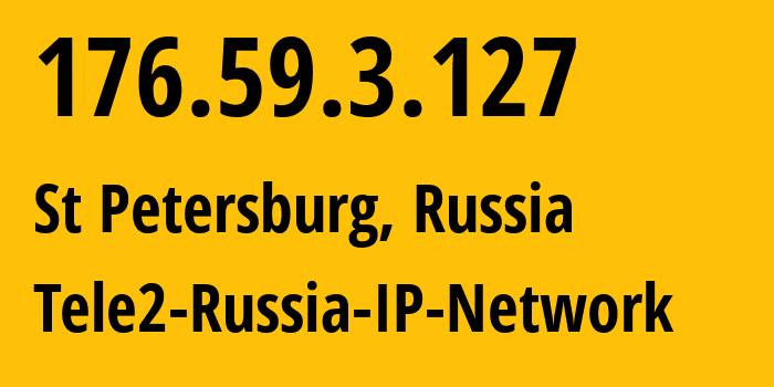 IP-адрес 176.59.3.127 (Санкт-Петербург, Санкт-Петербург, Россия) определить местоположение, координаты на карте, ISP провайдер AS15378 Tele2-Russia-IP-Network // кто провайдер айпи-адреса 176.59.3.127