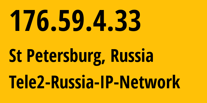 IP-адрес 176.59.4.33 (Санкт-Петербург, Санкт-Петербург, Россия) определить местоположение, координаты на карте, ISP провайдер AS15378 Tele2-Russia-IP-Network // кто провайдер айпи-адреса 176.59.4.33