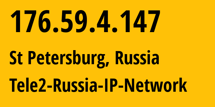 IP-адрес 176.59.4.147 (Санкт-Петербург, Санкт-Петербург, Россия) определить местоположение, координаты на карте, ISP провайдер AS15378 Tele2-Russia-IP-Network // кто провайдер айпи-адреса 176.59.4.147