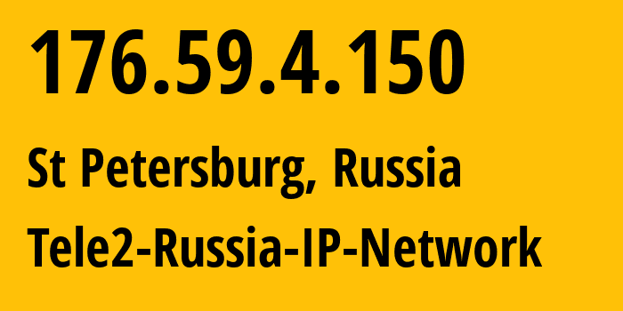 IP address 176.59.4.150 (St Petersburg, St.-Petersburg, Russia) get location, coordinates on map, ISP provider AS15378 Tele2-Russia-IP-Network // who is provider of ip address 176.59.4.150, whose IP address