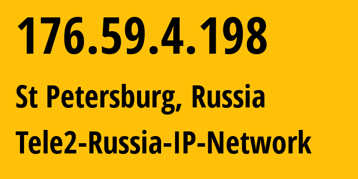 IP-адрес 176.59.4.198 (Санкт-Петербург, Санкт-Петербург, Россия) определить местоположение, координаты на карте, ISP провайдер AS15378 Tele2-Russia-IP-Network // кто провайдер айпи-адреса 176.59.4.198