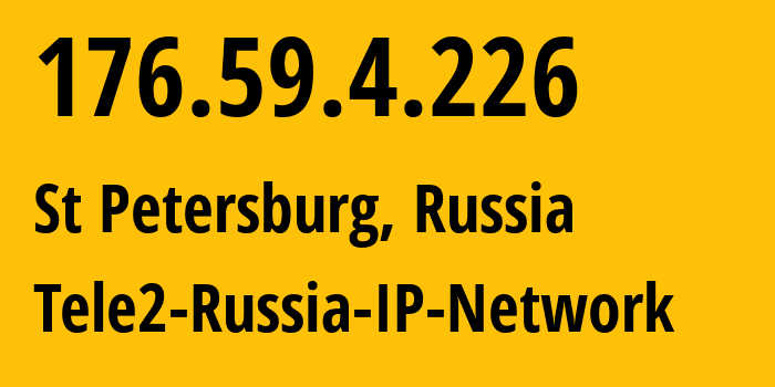 IP-адрес 176.59.4.226 (Санкт-Петербург, Санкт-Петербург, Россия) определить местоположение, координаты на карте, ISP провайдер AS15378 Tele2-Russia-IP-Network // кто провайдер айпи-адреса 176.59.4.226