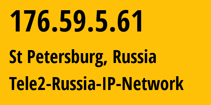 IP-адрес 176.59.5.61 (Санкт-Петербург, Санкт-Петербург, Россия) определить местоположение, координаты на карте, ISP провайдер AS15378 Tele2-Russia-IP-Network // кто провайдер айпи-адреса 176.59.5.61