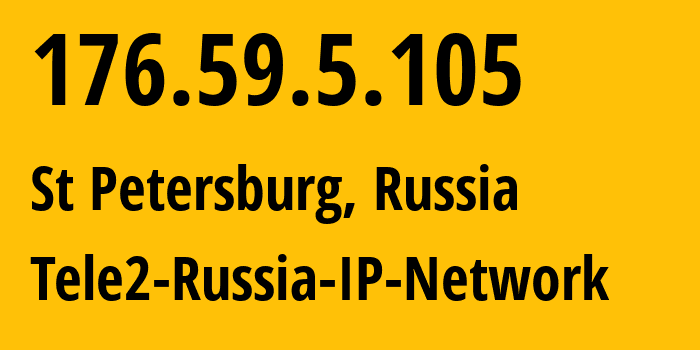 IP address 176.59.5.105 (St Petersburg, St.-Petersburg, Russia) get location, coordinates on map, ISP provider AS15378 Tele2-Russia-IP-Network // who is provider of ip address 176.59.5.105, whose IP address