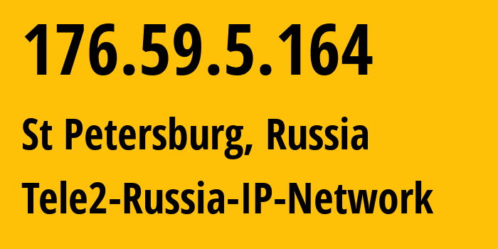 IP-адрес 176.59.5.164 (Санкт-Петербург, Санкт-Петербург, Россия) определить местоположение, координаты на карте, ISP провайдер AS15378 Tele2-Russia-IP-Network // кто провайдер айпи-адреса 176.59.5.164