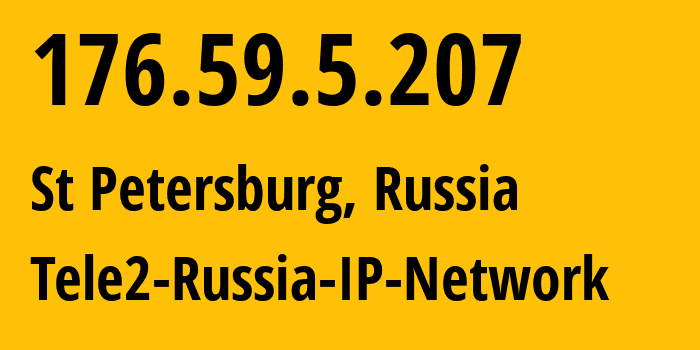 IP-адрес 176.59.5.207 (Санкт-Петербург, Санкт-Петербург, Россия) определить местоположение, координаты на карте, ISP провайдер AS15378 Tele2-Russia-IP-Network // кто провайдер айпи-адреса 176.59.5.207