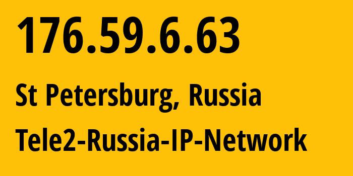 IP address 176.59.6.63 (St Petersburg, St.-Petersburg, Russia) get location, coordinates on map, ISP provider AS15378 Tele2-Russia-IP-Network // who is provider of ip address 176.59.6.63, whose IP address