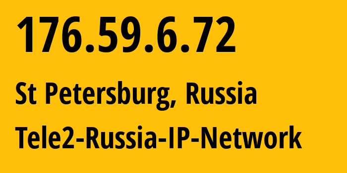 IP-адрес 176.59.6.72 (Санкт-Петербург, Санкт-Петербург, Россия) определить местоположение, координаты на карте, ISP провайдер AS15378 Tele2-Russia-IP-Network // кто провайдер айпи-адреса 176.59.6.72