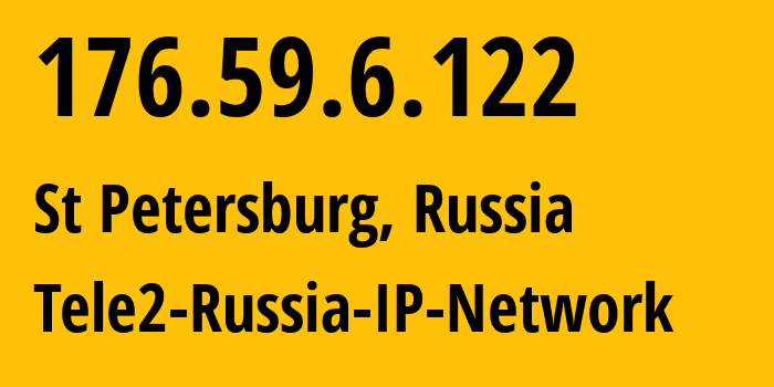 IP-адрес 176.59.6.122 (Санкт-Петербург, Санкт-Петербург, Россия) определить местоположение, координаты на карте, ISP провайдер AS15378 Tele2-Russia-IP-Network // кто провайдер айпи-адреса 176.59.6.122