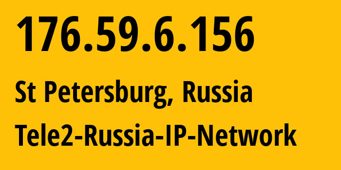 IP-адрес 176.59.6.156 (Санкт-Петербург, Санкт-Петербург, Россия) определить местоположение, координаты на карте, ISP провайдер AS15378 Tele2-Russia-IP-Network // кто провайдер айпи-адреса 176.59.6.156