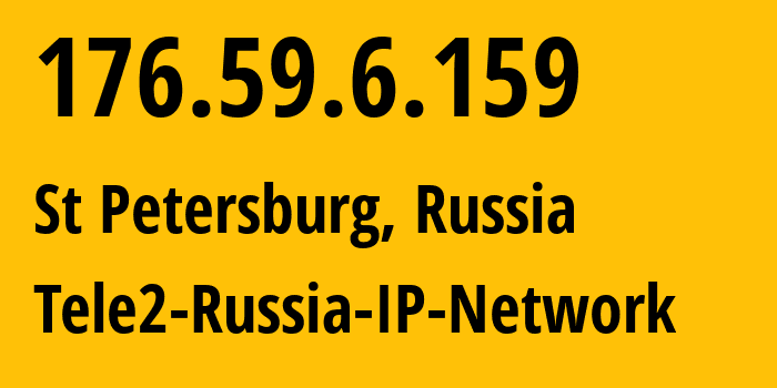 IP-адрес 176.59.6.159 (Санкт-Петербург, Санкт-Петербург, Россия) определить местоположение, координаты на карте, ISP провайдер AS15378 Tele2-Russia-IP-Network // кто провайдер айпи-адреса 176.59.6.159