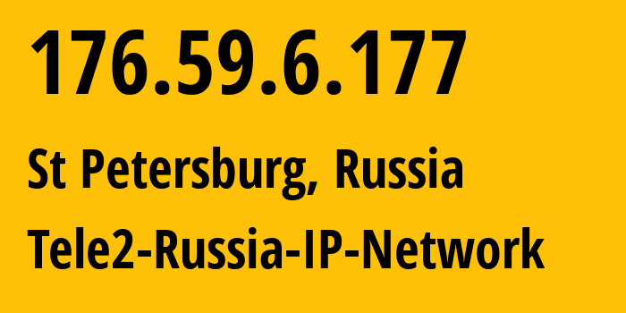 IP address 176.59.6.177 (St Petersburg, St.-Petersburg, Russia) get location, coordinates on map, ISP provider AS15378 Tele2-Russia-IP-Network // who is provider of ip address 176.59.6.177, whose IP address