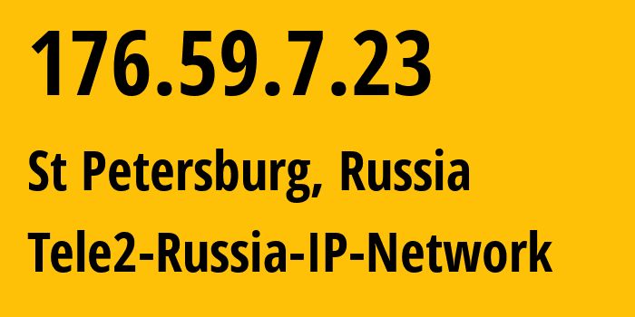 IP-адрес 176.59.7.23 (Санкт-Петербург, Санкт-Петербург, Россия) определить местоположение, координаты на карте, ISP провайдер AS15378 Tele2-Russia-IP-Network // кто провайдер айпи-адреса 176.59.7.23