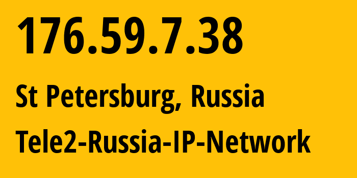 IP-адрес 176.59.7.38 (Санкт-Петербург, Санкт-Петербург, Россия) определить местоположение, координаты на карте, ISP провайдер AS15378 Tele2-Russia-IP-Network // кто провайдер айпи-адреса 176.59.7.38