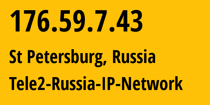 IP-адрес 176.59.7.43 (Санкт-Петербург, Санкт-Петербург, Россия) определить местоположение, координаты на карте, ISP провайдер AS15378 Tele2-Russia-IP-Network // кто провайдер айпи-адреса 176.59.7.43