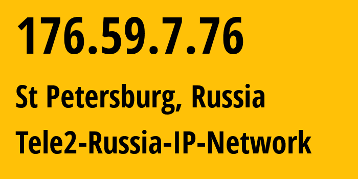 IP-адрес 176.59.7.76 (Санкт-Петербург, Санкт-Петербург, Россия) определить местоположение, координаты на карте, ISP провайдер AS15378 Tele2-Russia-IP-Network // кто провайдер айпи-адреса 176.59.7.76