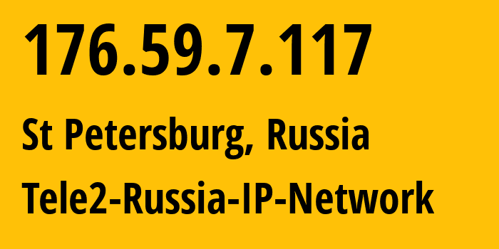 IP-адрес 176.59.7.117 (Санкт-Петербург, Санкт-Петербург, Россия) определить местоположение, координаты на карте, ISP провайдер AS15378 Tele2-Russia-IP-Network // кто провайдер айпи-адреса 176.59.7.117