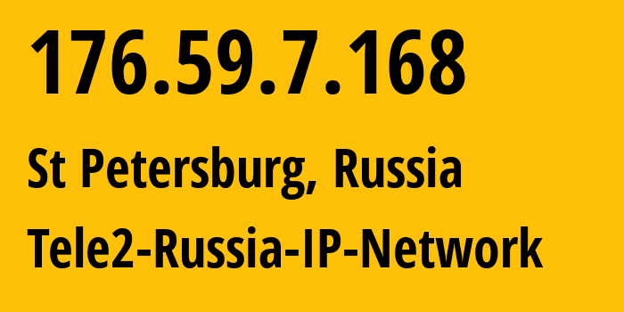 IP address 176.59.7.168 (St Petersburg, St.-Petersburg, Russia) get location, coordinates on map, ISP provider AS15378 Tele2-Russia-IP-Network // who is provider of ip address 176.59.7.168, whose IP address