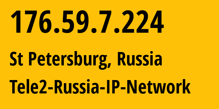 IP-адрес 176.59.7.224 (Санкт-Петербург, Санкт-Петербург, Россия) определить местоположение, координаты на карте, ISP провайдер AS15378 Tele2-Russia-IP-Network // кто провайдер айпи-адреса 176.59.7.224