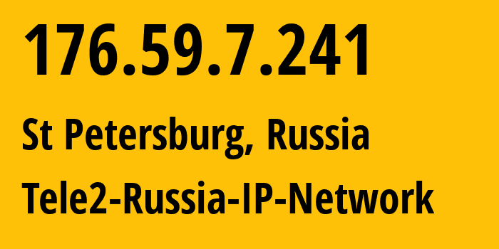 IP-адрес 176.59.7.241 (Санкт-Петербург, Санкт-Петербург, Россия) определить местоположение, координаты на карте, ISP провайдер AS15378 Tele2-Russia-IP-Network // кто провайдер айпи-адреса 176.59.7.241