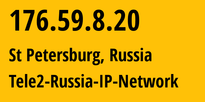 IP-адрес 176.59.8.20 (Санкт-Петербург, Санкт-Петербург, Россия) определить местоположение, координаты на карте, ISP провайдер AS15378 Tele2-Russia-IP-Network // кто провайдер айпи-адреса 176.59.8.20